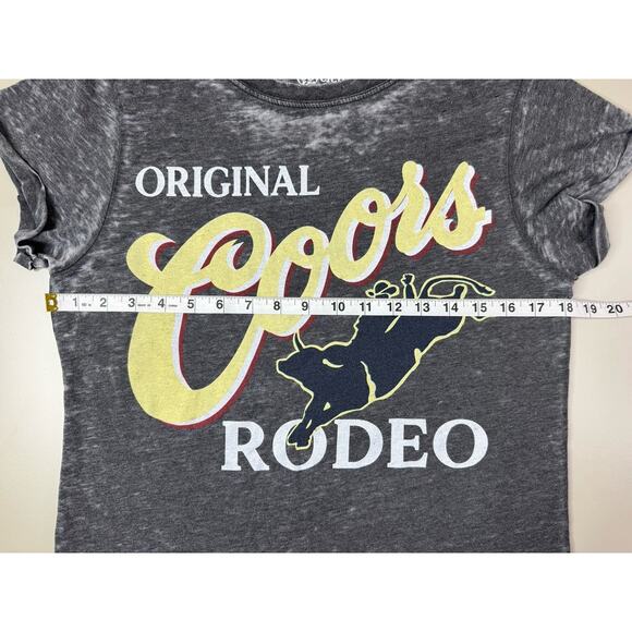 Coors Womens Rodeo Bull Tee S Gray Recycled Karma Western Punchy Cowgirl Boho - Picture 9 of 11